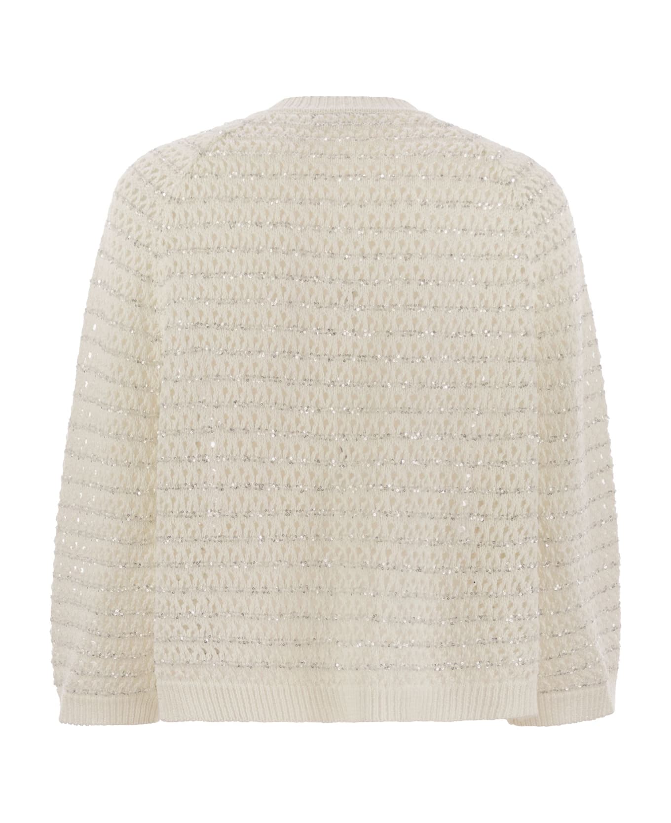 Fabiana Filippi Cotton Open Cape With Sequins - White