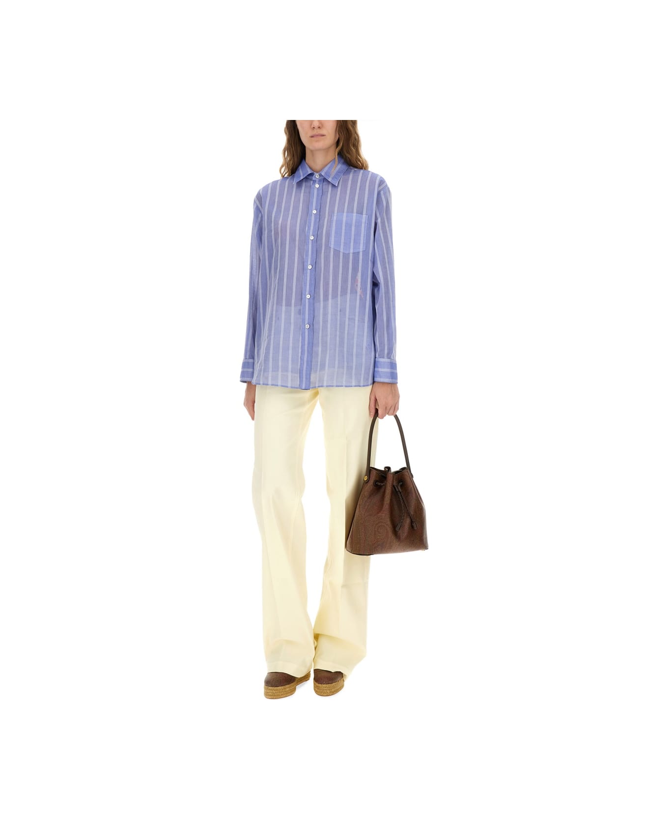 Etro Striped Cotton Shirt - BABY BLUE