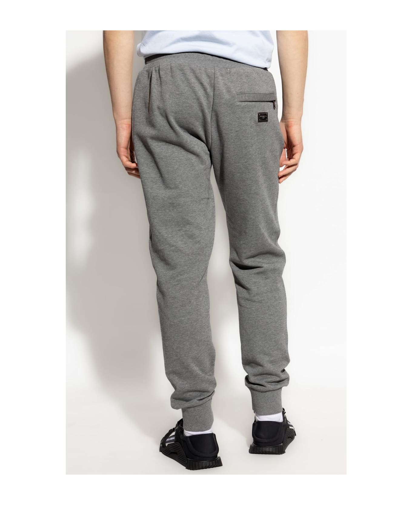 Dolce & Gabbana Sweatpants With Logo Applique - Grigio melange