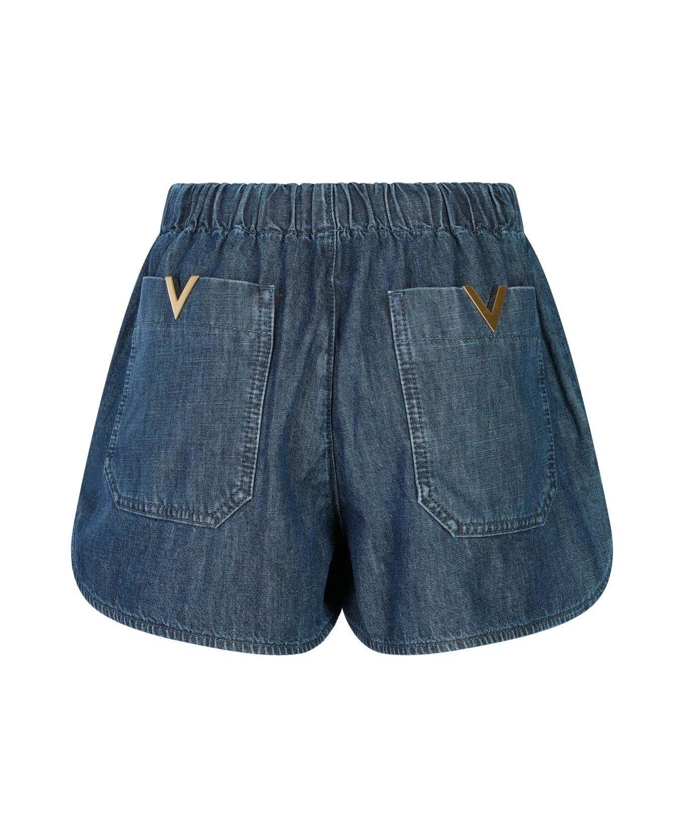 Valentino Drawstring Denim Shorts - Blue