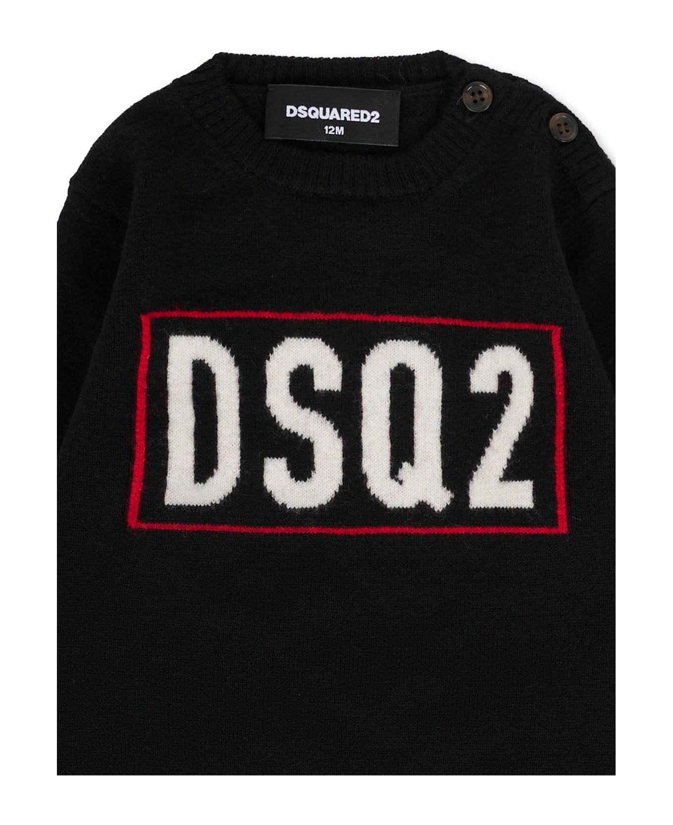 Dsquared2 Black Sweater For Baby Boy With Logo - Black