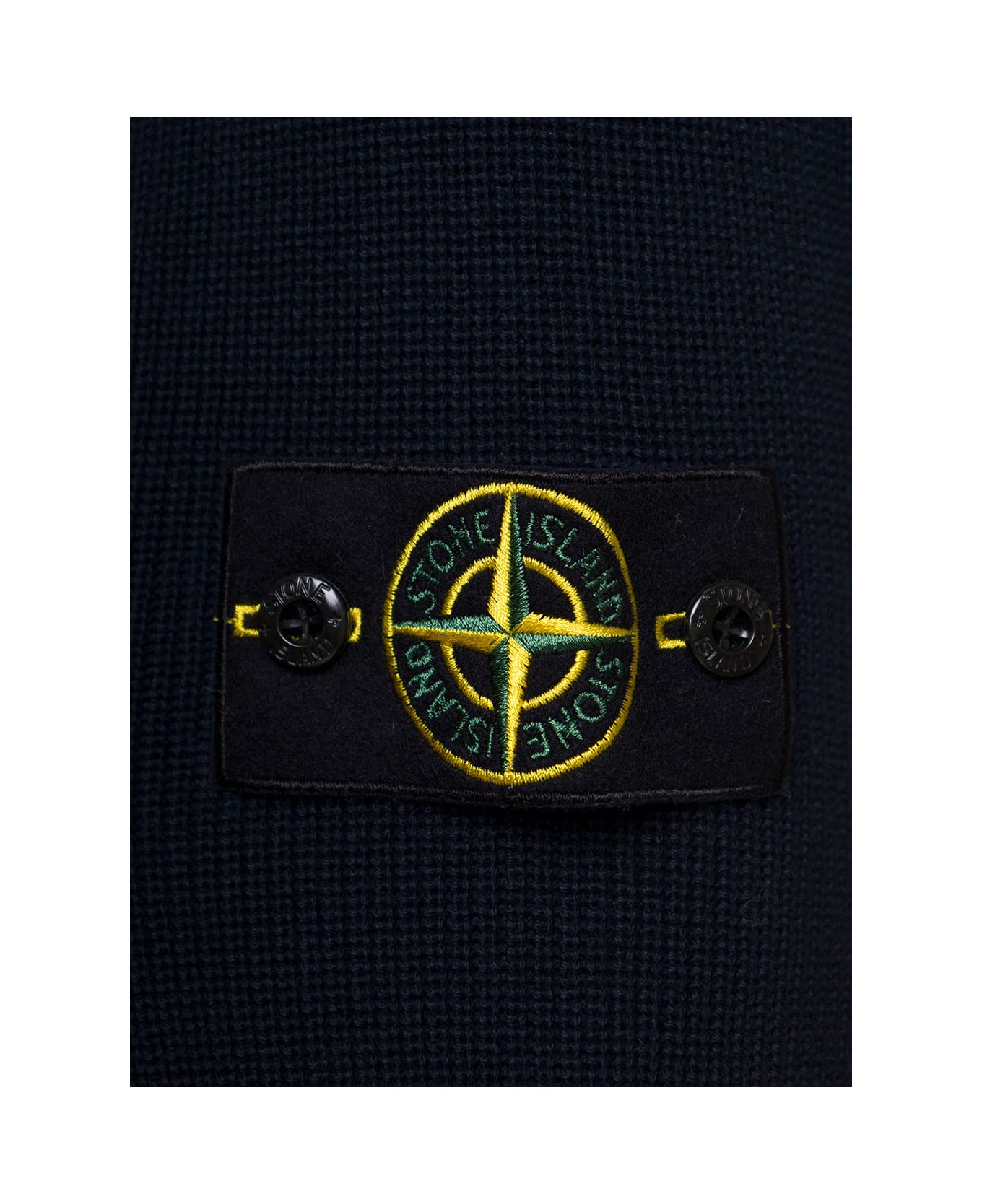 Stone Island Blue Crewneck Pullover With Logo Patch In Cotton Man