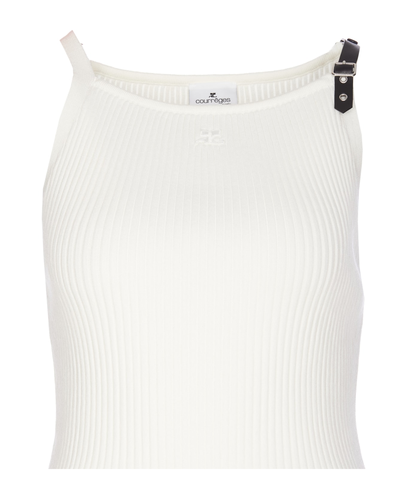 Courrèges Logo Knit Dress - White