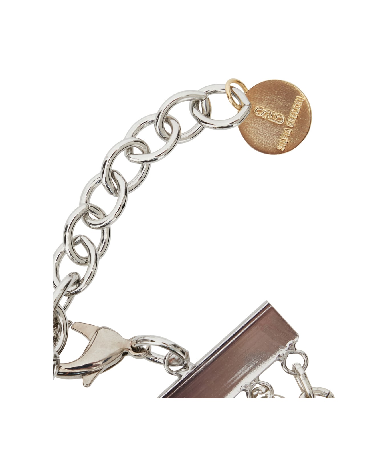 Silvia Gnecchi 
bandite
 Silver-colored Necklace With Chain Design And Logo Pendant In Brass Woman - Metallic