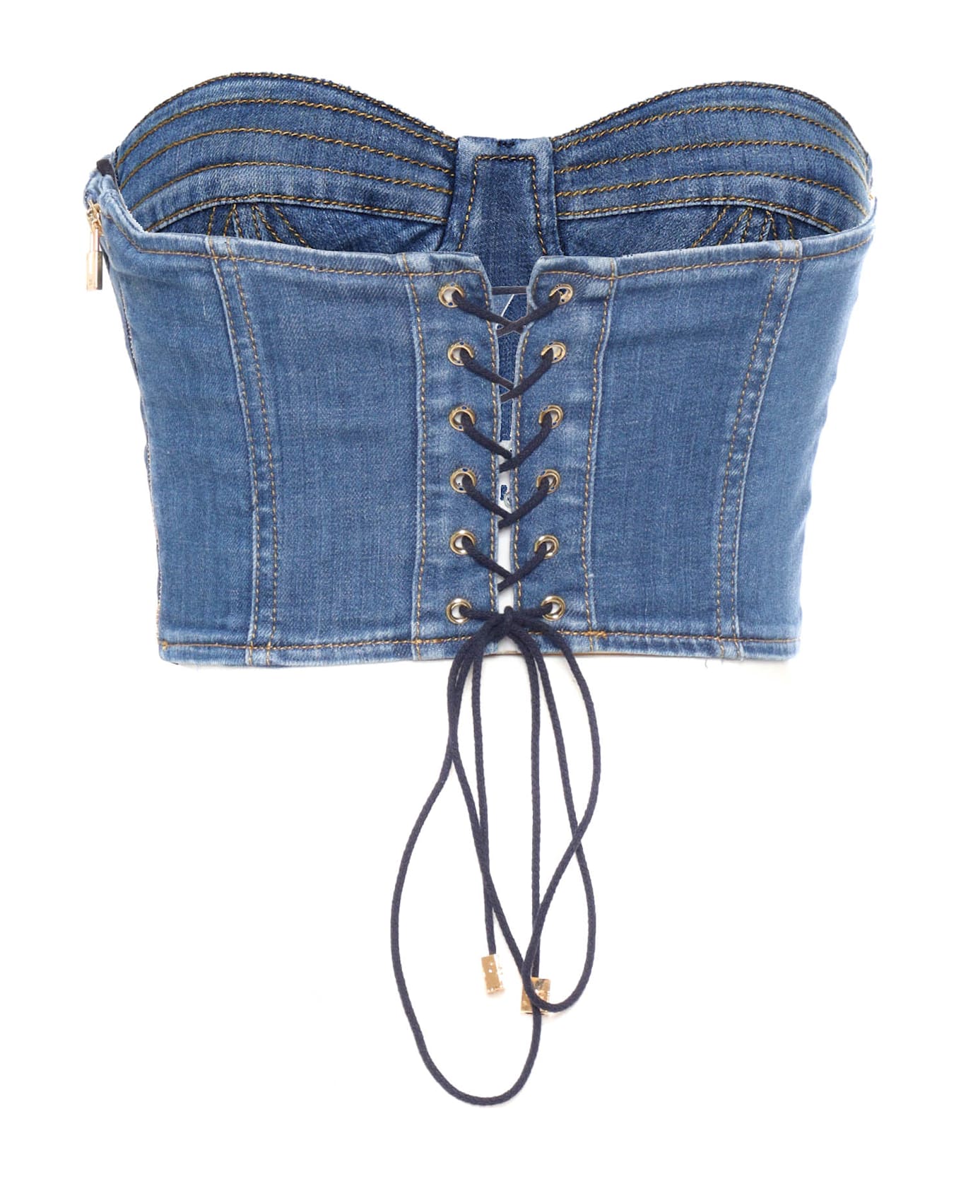 Elisabetta Franchi Denim Top - BLUE