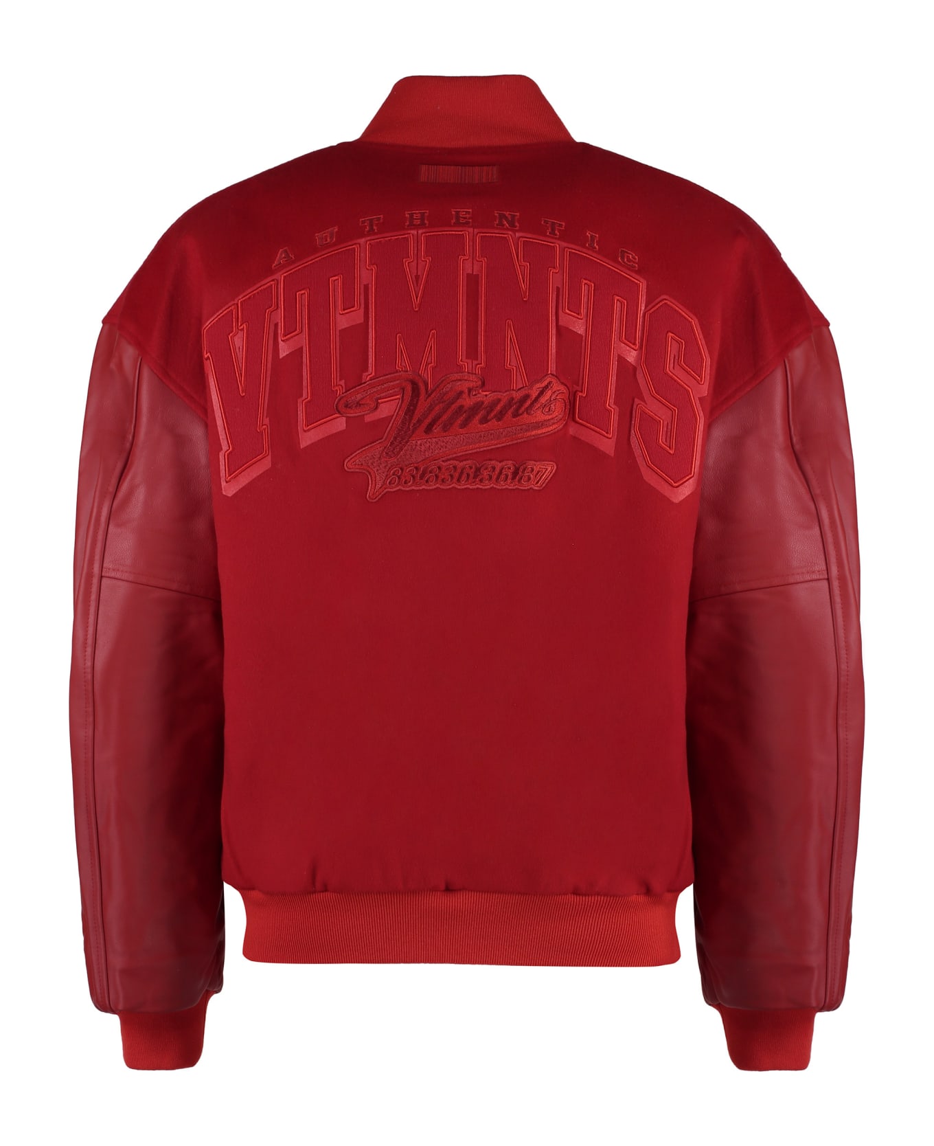 VETEMENTS Leather Sleeves Bomber Jacket - red