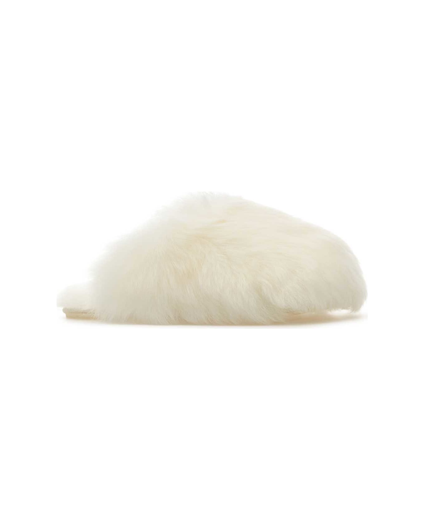 UGG White Shearling Scuffette Slippers - White