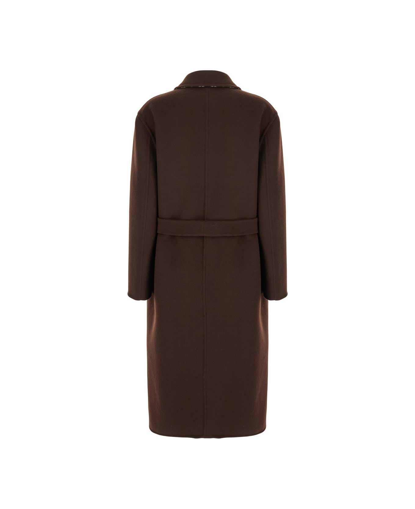 Gucci Brown Reversible Double-breasted Coat With Notched Revers And Belt In Wool Woman - Brown