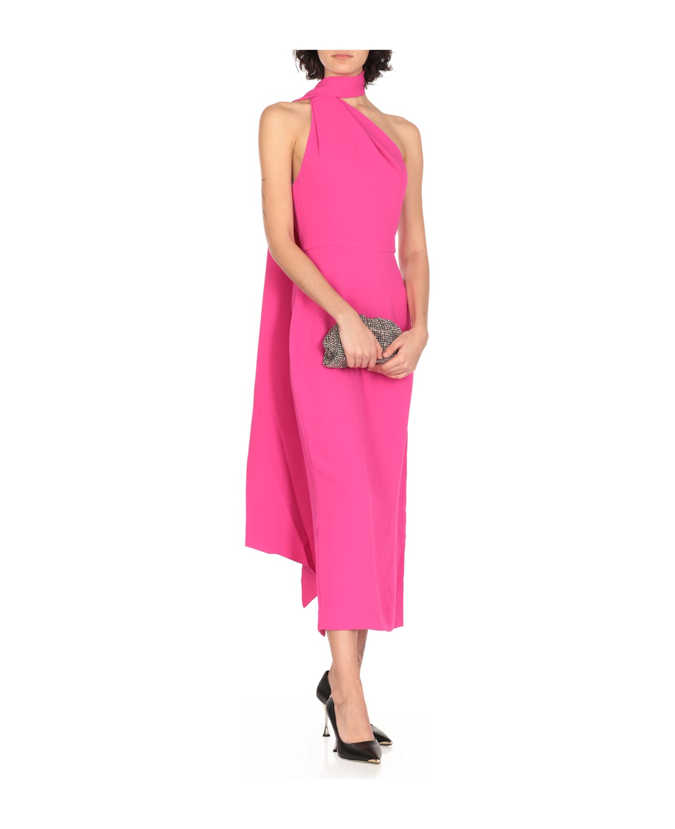 Solace London Samira Midi Dress - Fuchsia