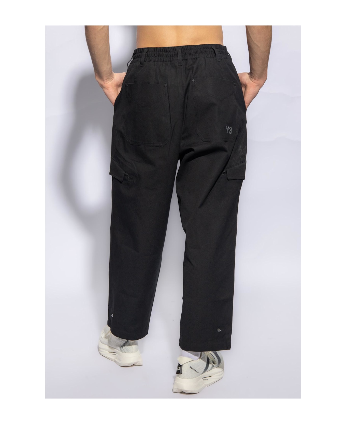 Y-3 Yohji Yamamoto Cotton Cargo Trousers - BLACK (Black)