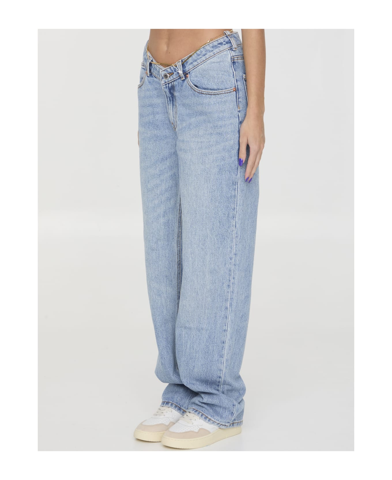 Alexander Wang Denim Jeans With Nameplate - Blu Denim Chiaro