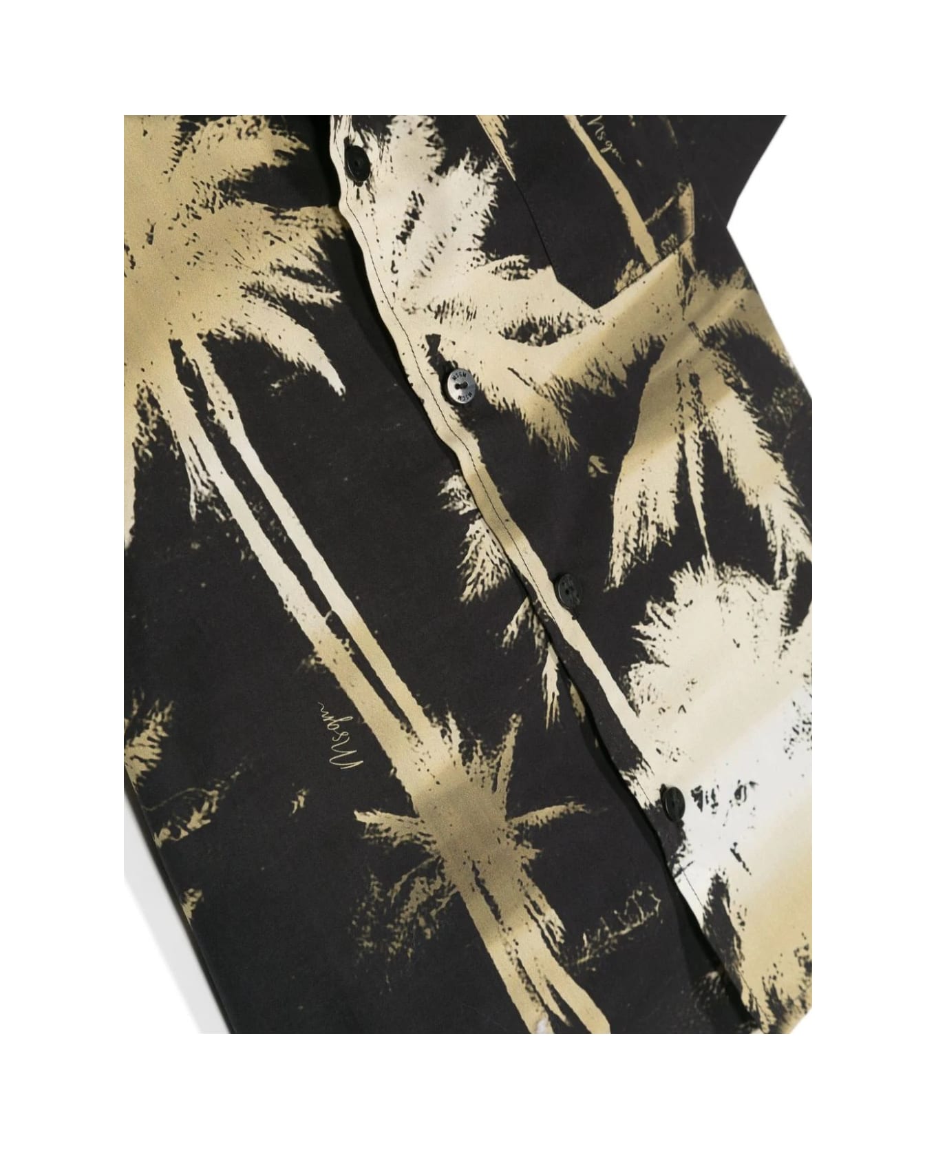 MSGM Black Bowling Shirt With Palm Print - Nero シャツ