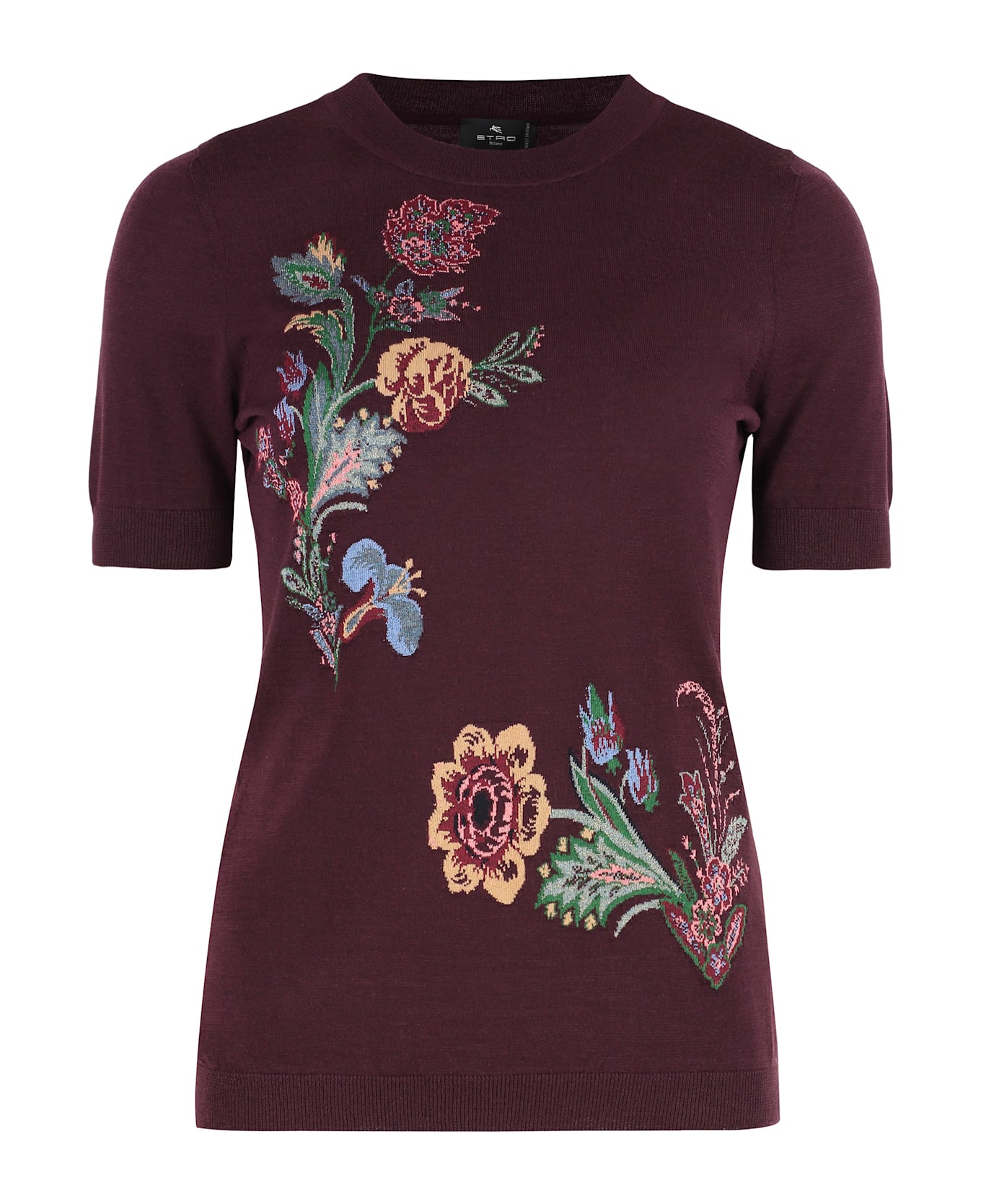 Etro Short Sleeve Sweater - Burgundy