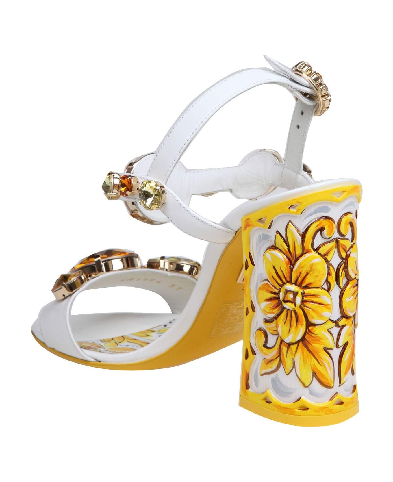 Dolce & Gabbana Keira Patent Sandal With Applied Stones - Giallo