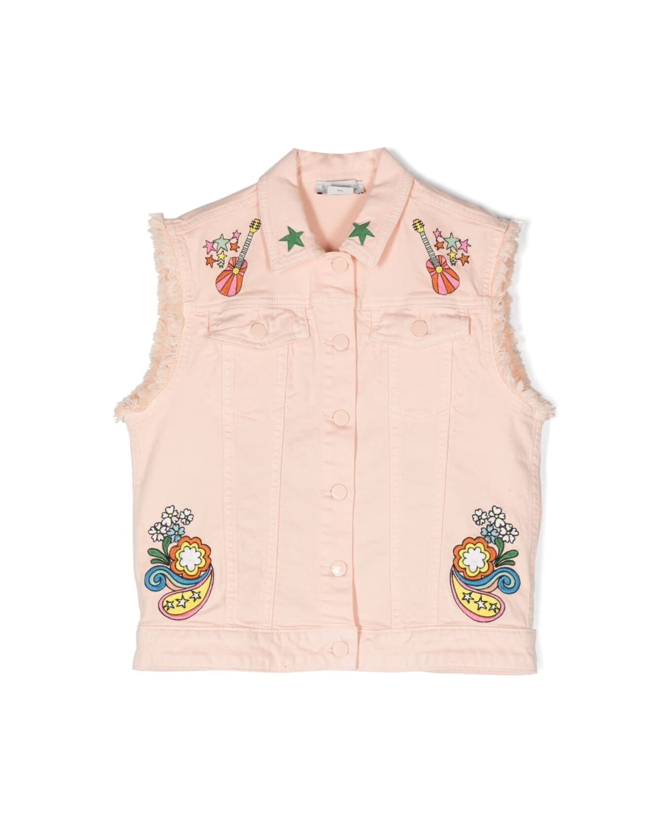 Stella McCartney Kids Pink Vest With Graphic Print In Stretch Cotton Girl - Pink