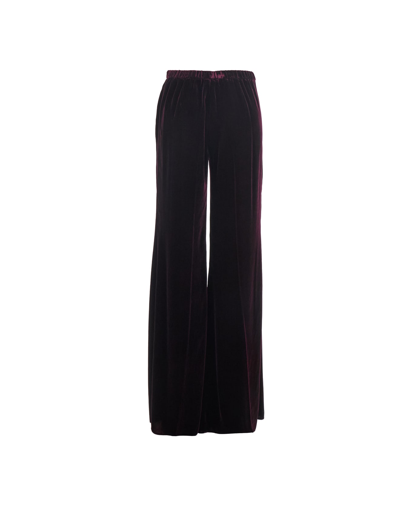 Forte_Forte Purple Trousers With Elasticated Waist And Hidden Side Closure In Velvet Woman - Violet