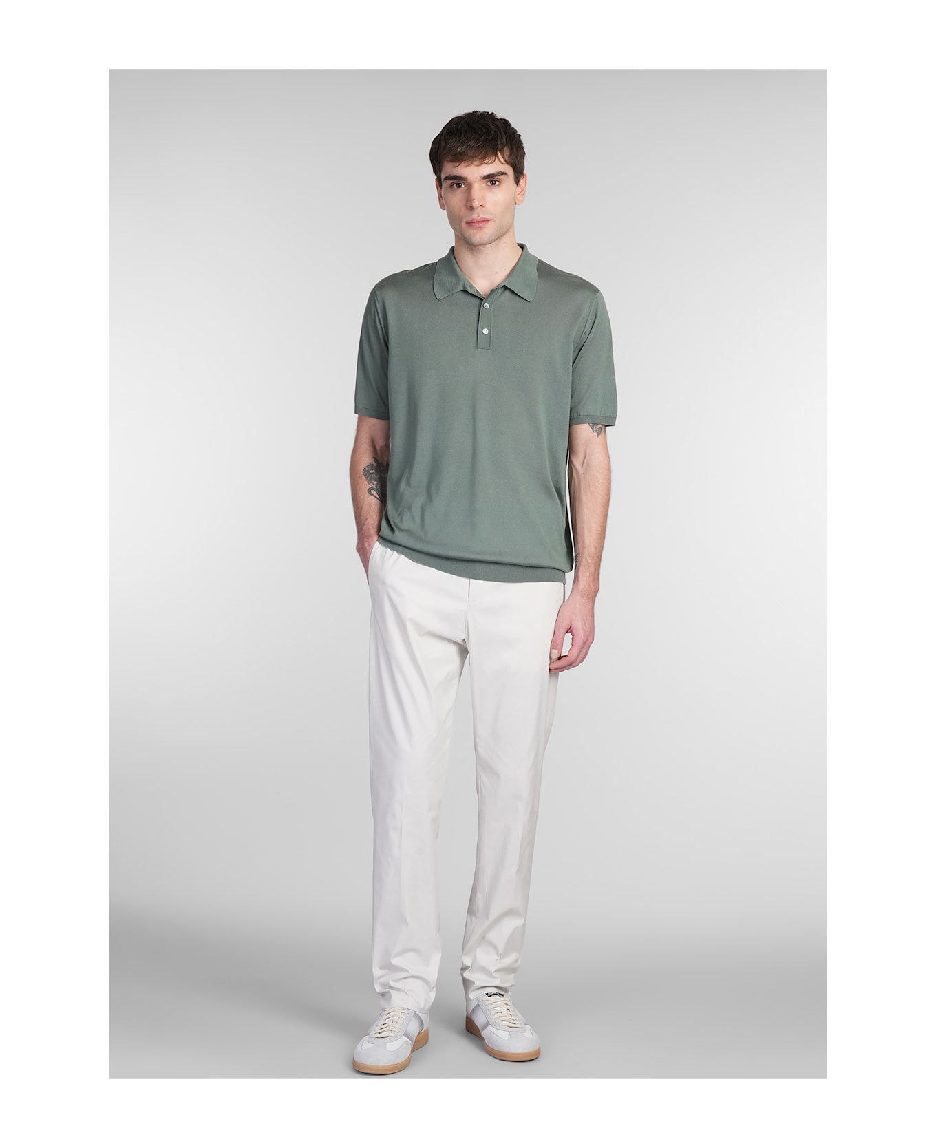 Roberto Collina Polo In Green Silk - green