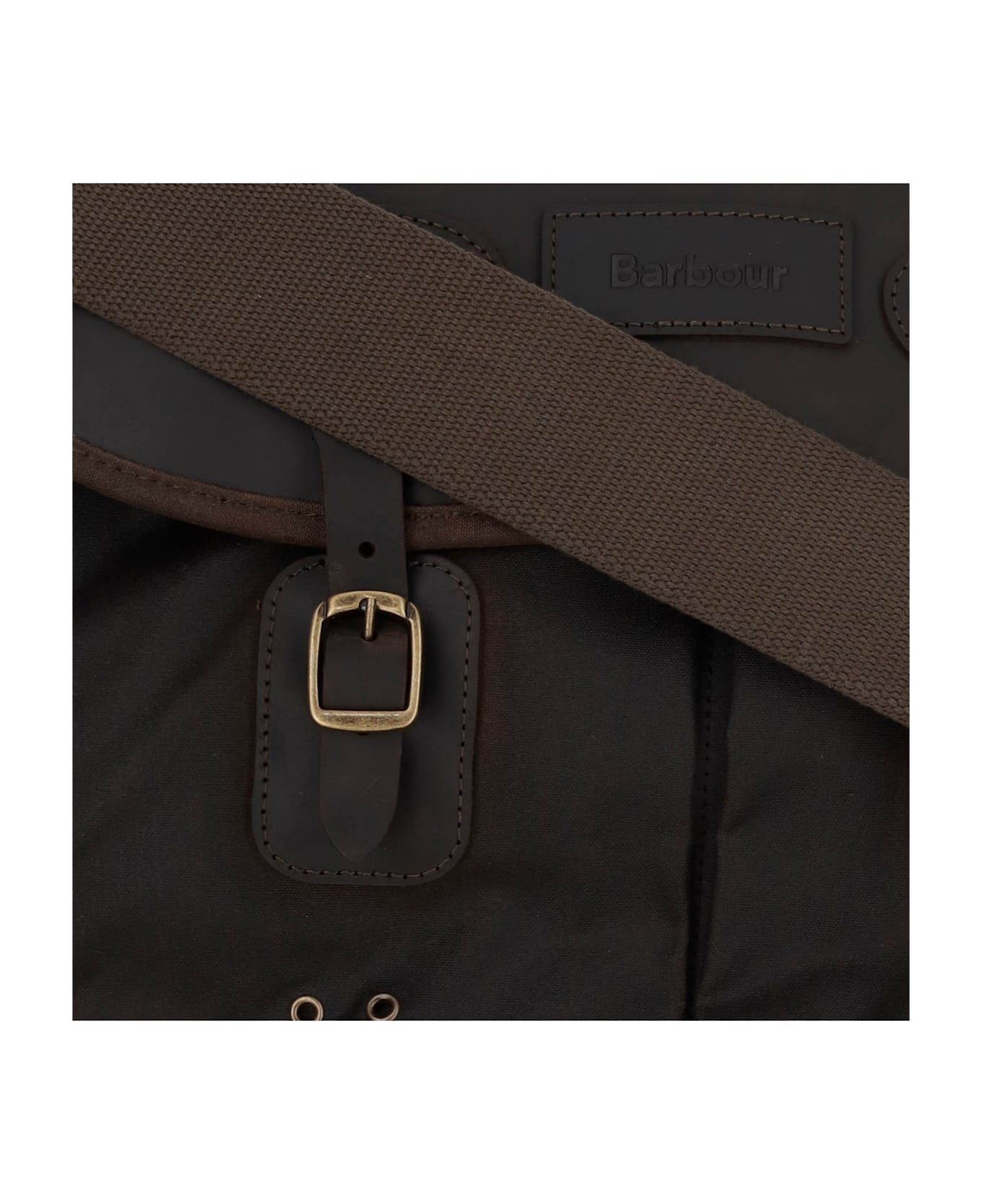 Barbour Tarras Leather And Waxed Cotton Bag - Green