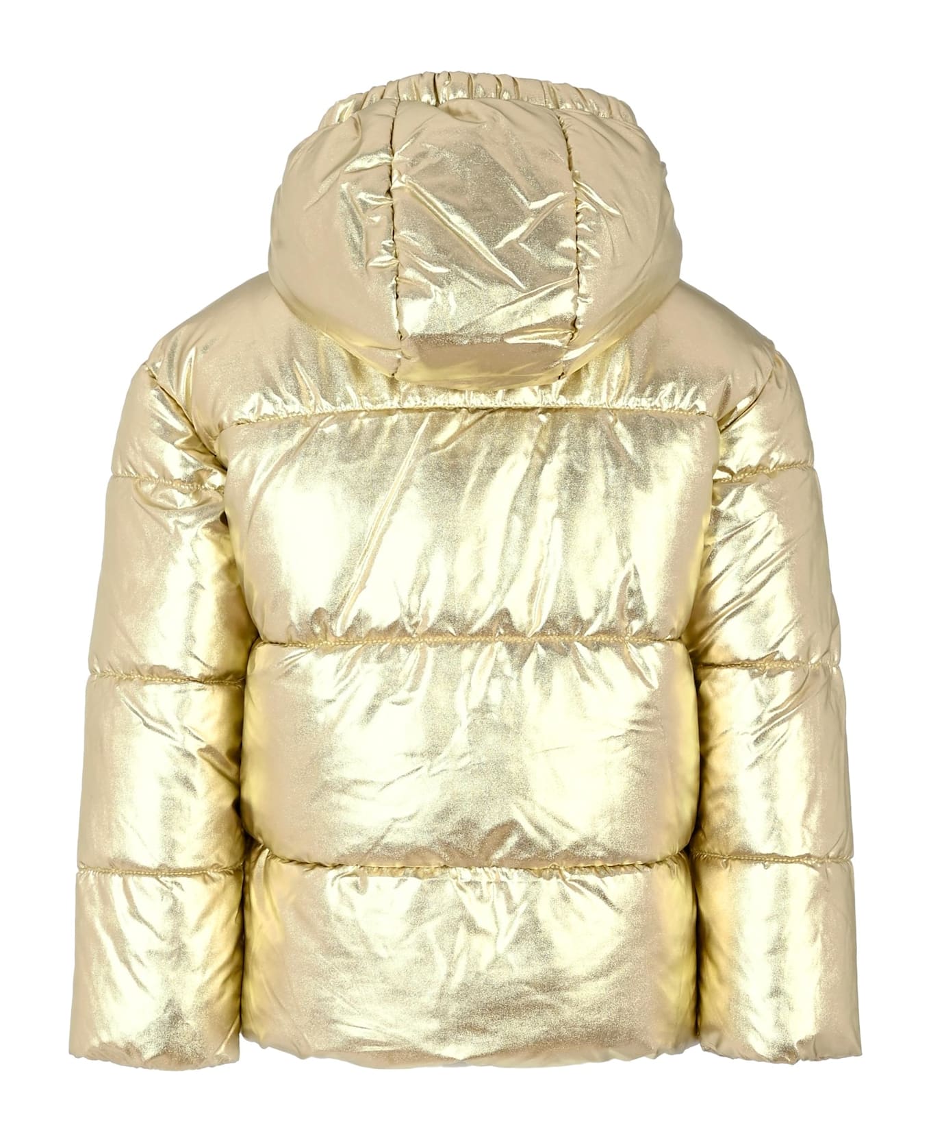 Karl Lagerfeld Kids Gold Down Jacket For Girl With Logo - Gold