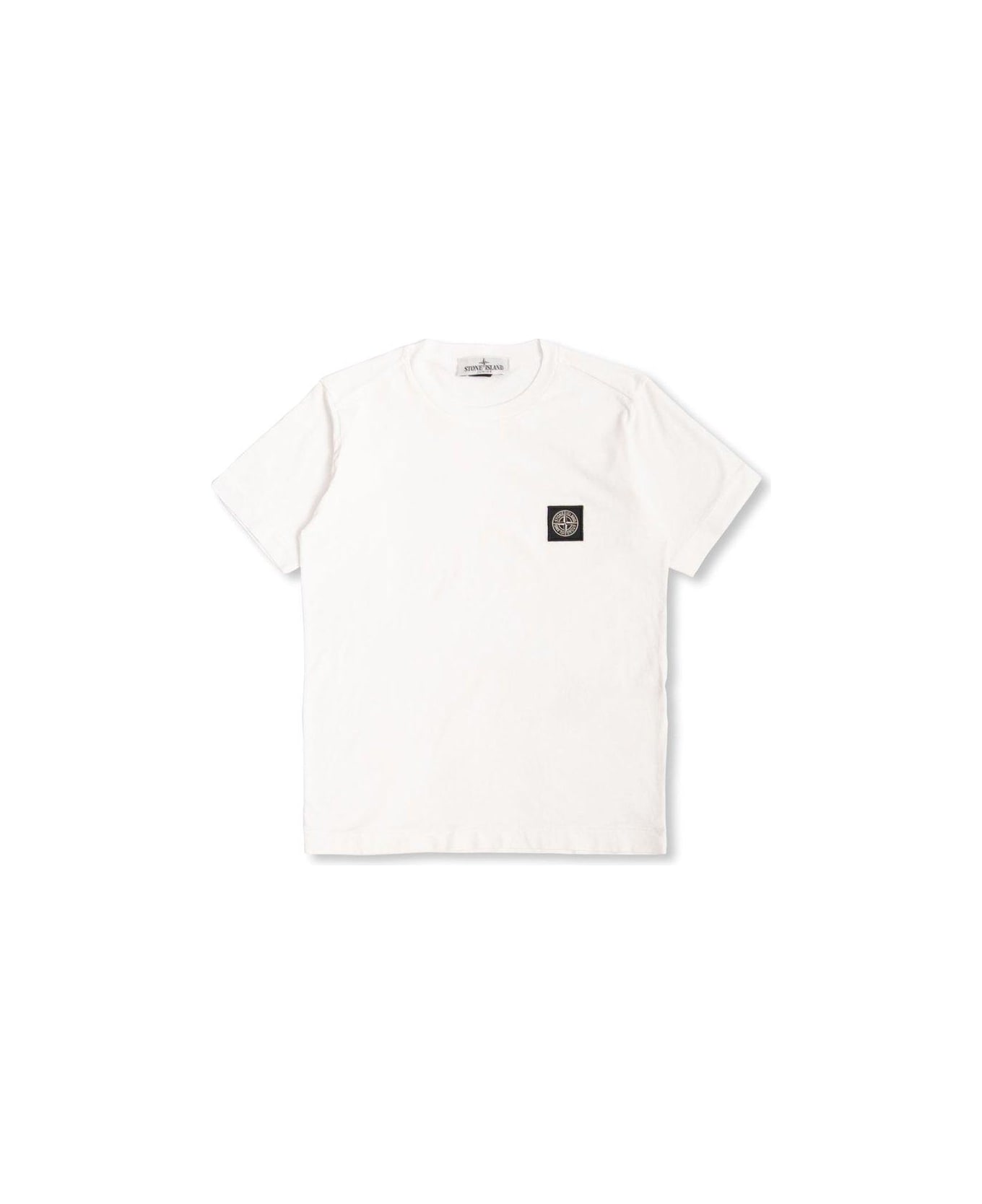 Stone Island Junior Compass Patch Crewneck T-shirt - WHITE Tシャツ＆ポロシャツ