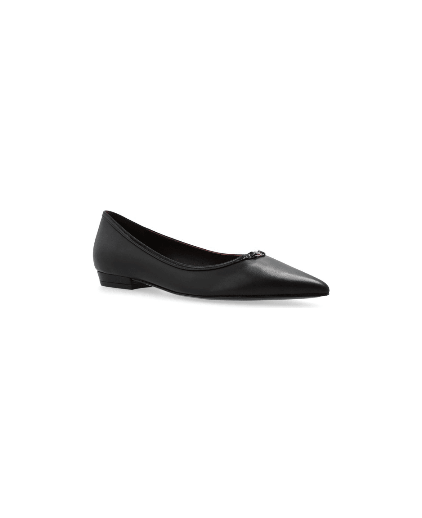 Tory Burch Double T Buckle Pointed Toe Flat - Perfect Black