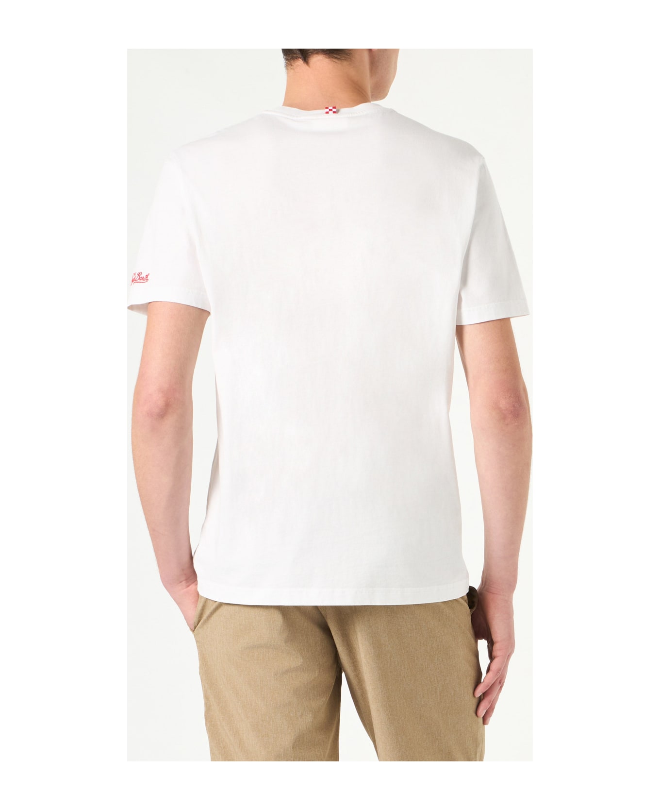 MC2 Saint Barth Man Cotton T-shirt With Mykonos Print - WHITE