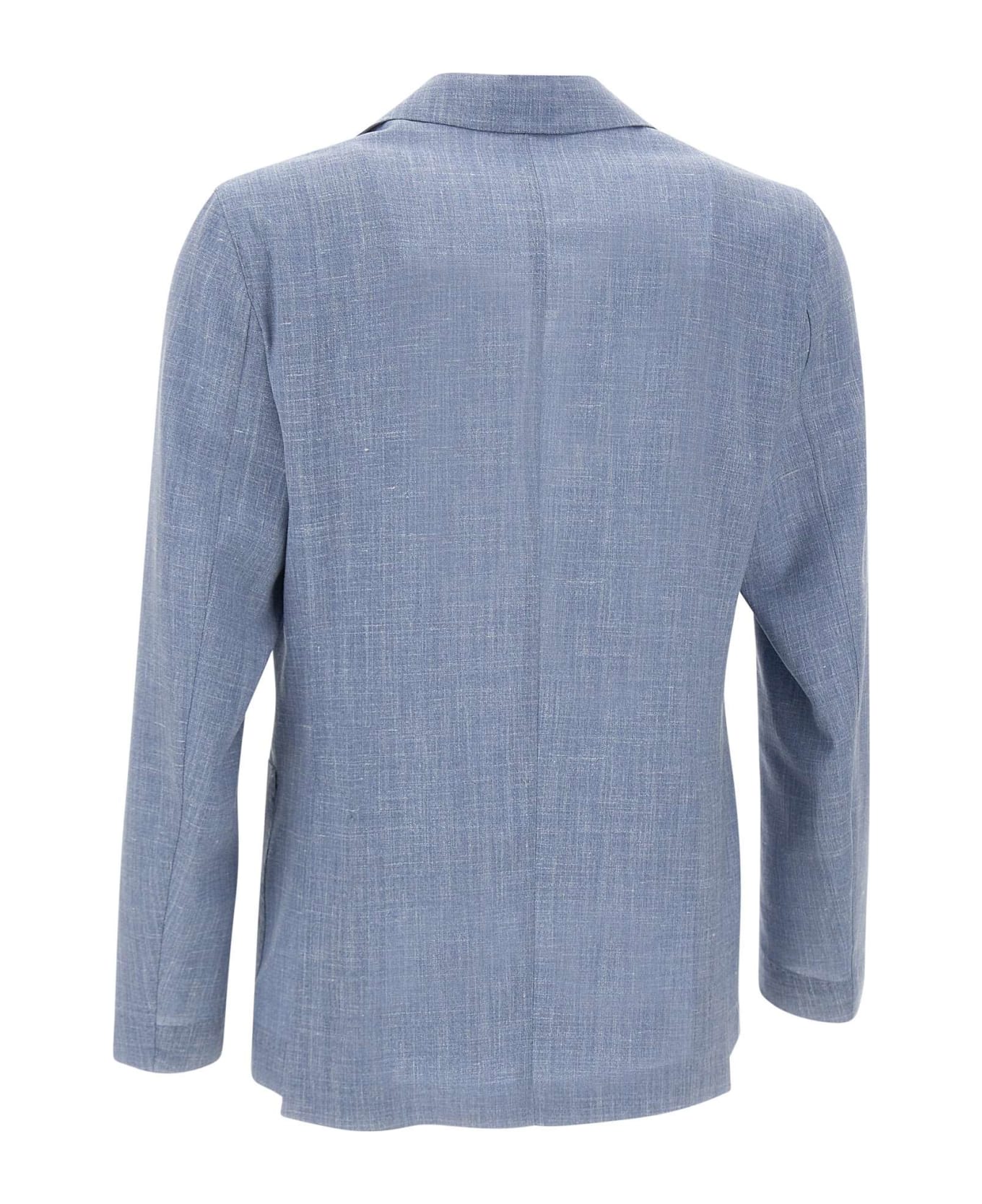 Barba Napoli Wool, Silk And Linen Blazer - LIGHT BLUE