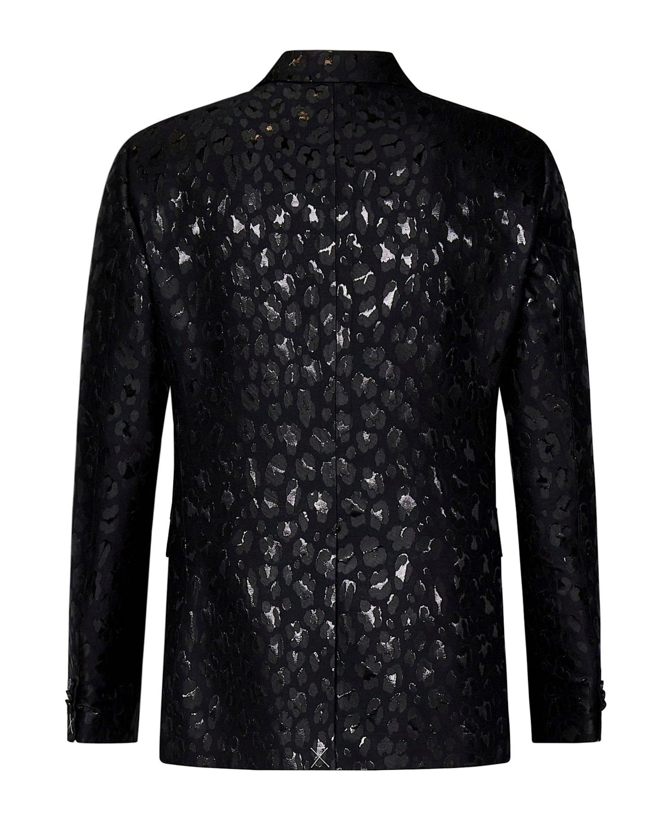 Versace Pattern-printed Single-breasted Tailored Blazer - Black