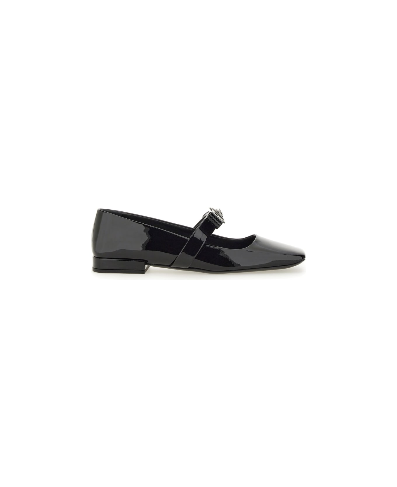 Versace Patent Leather Ballerina "gianni Ribbon" - BLACK