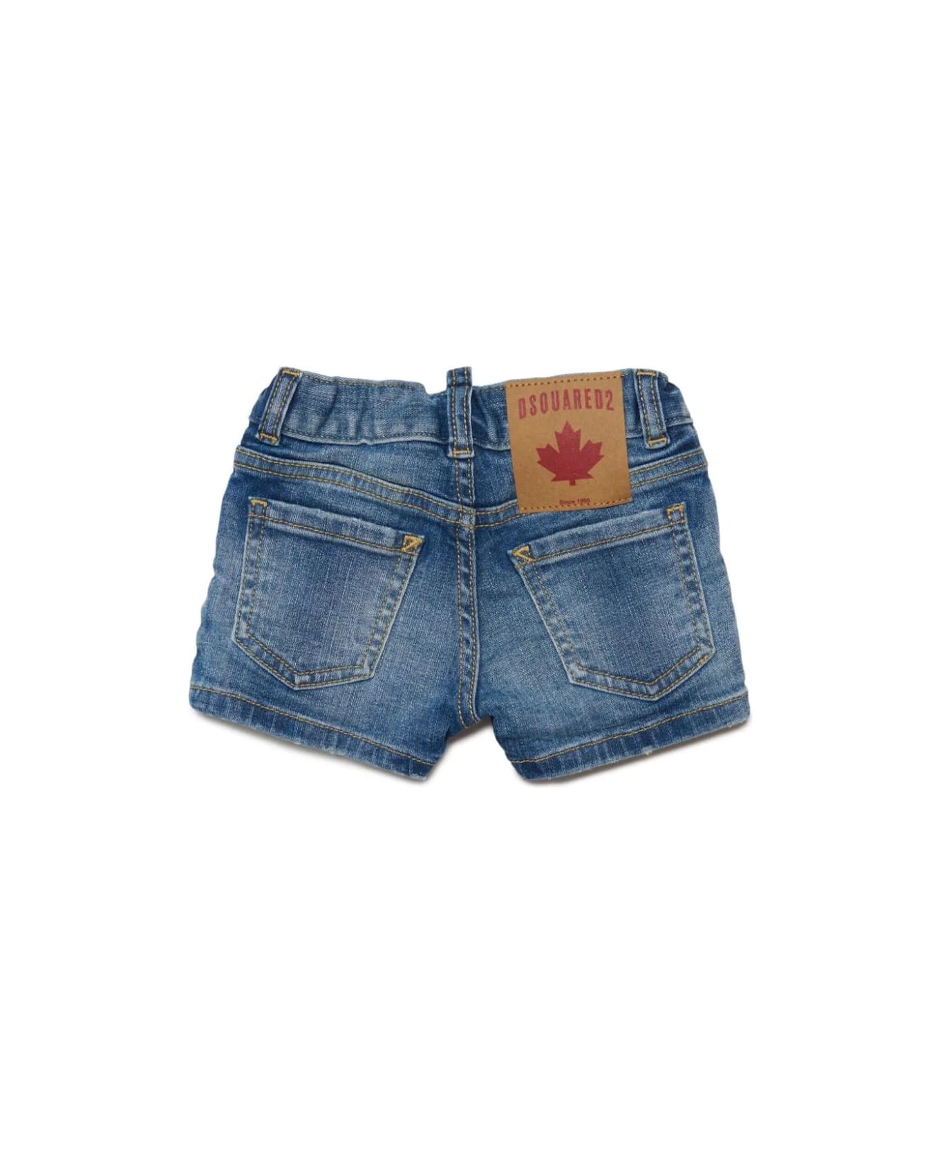Dsquared2 Denim Shorts With Lived-in Effect - Blue