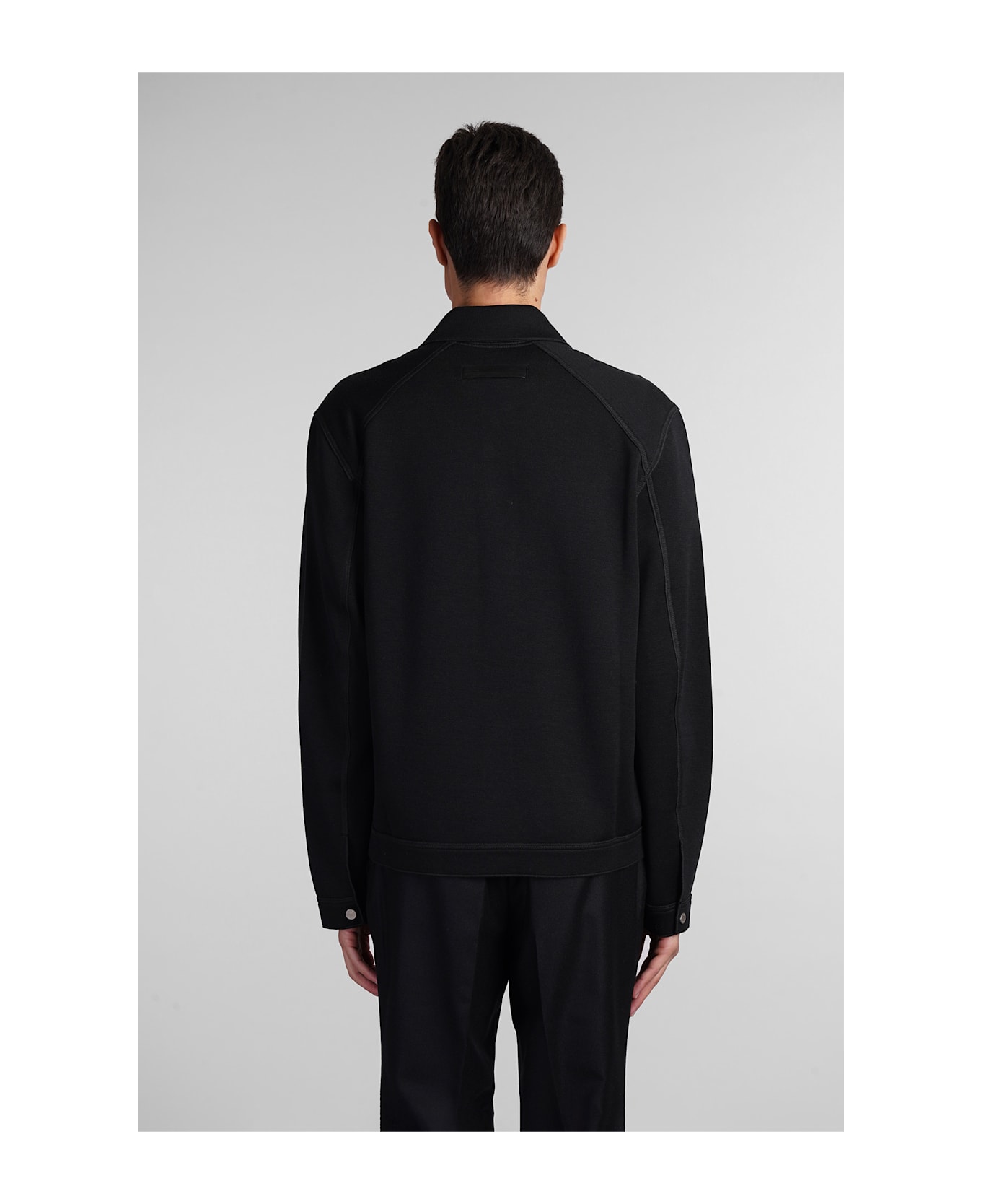 Zegna Casual Jacket In Black Wool - black