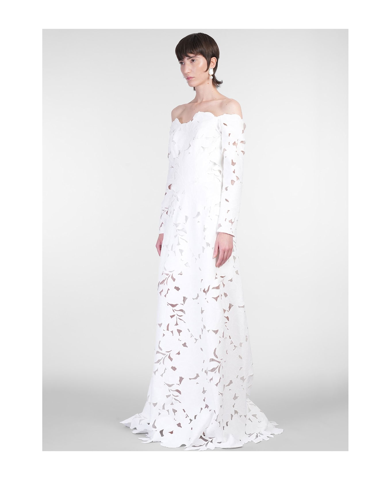 Costarellos Kasia Long Dress In White Polyester - white