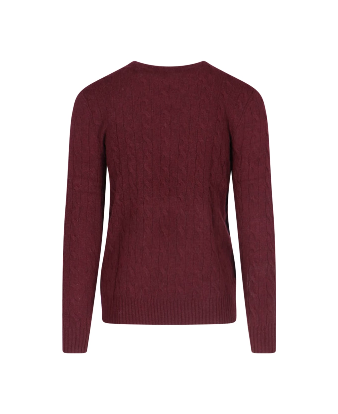 Ralph Lauren Logo Braided Sweater - AGED WINE HEATHER