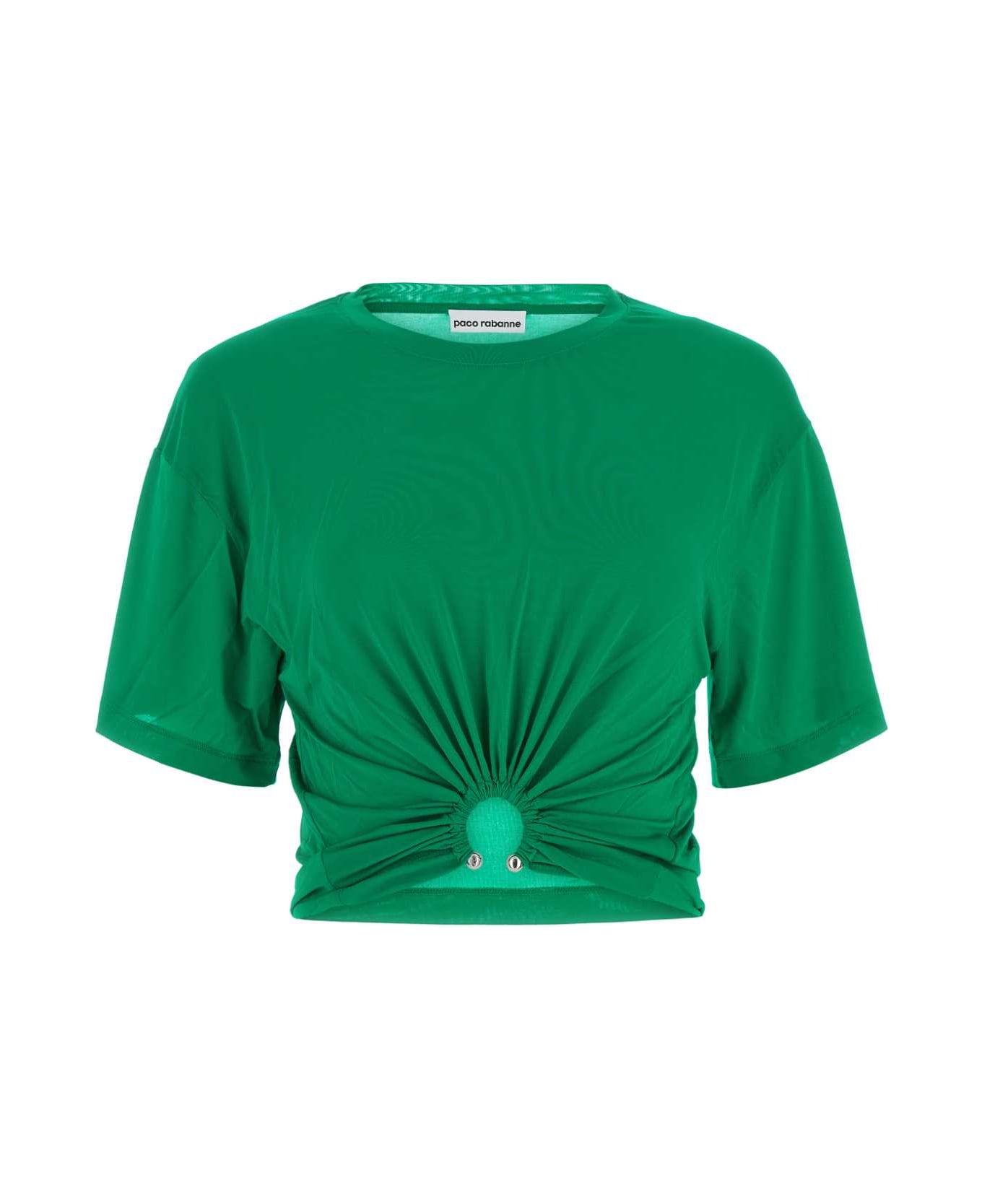 Paco Rabanne Green Stretch Viscose Top - EMERAUDE Tシャツ