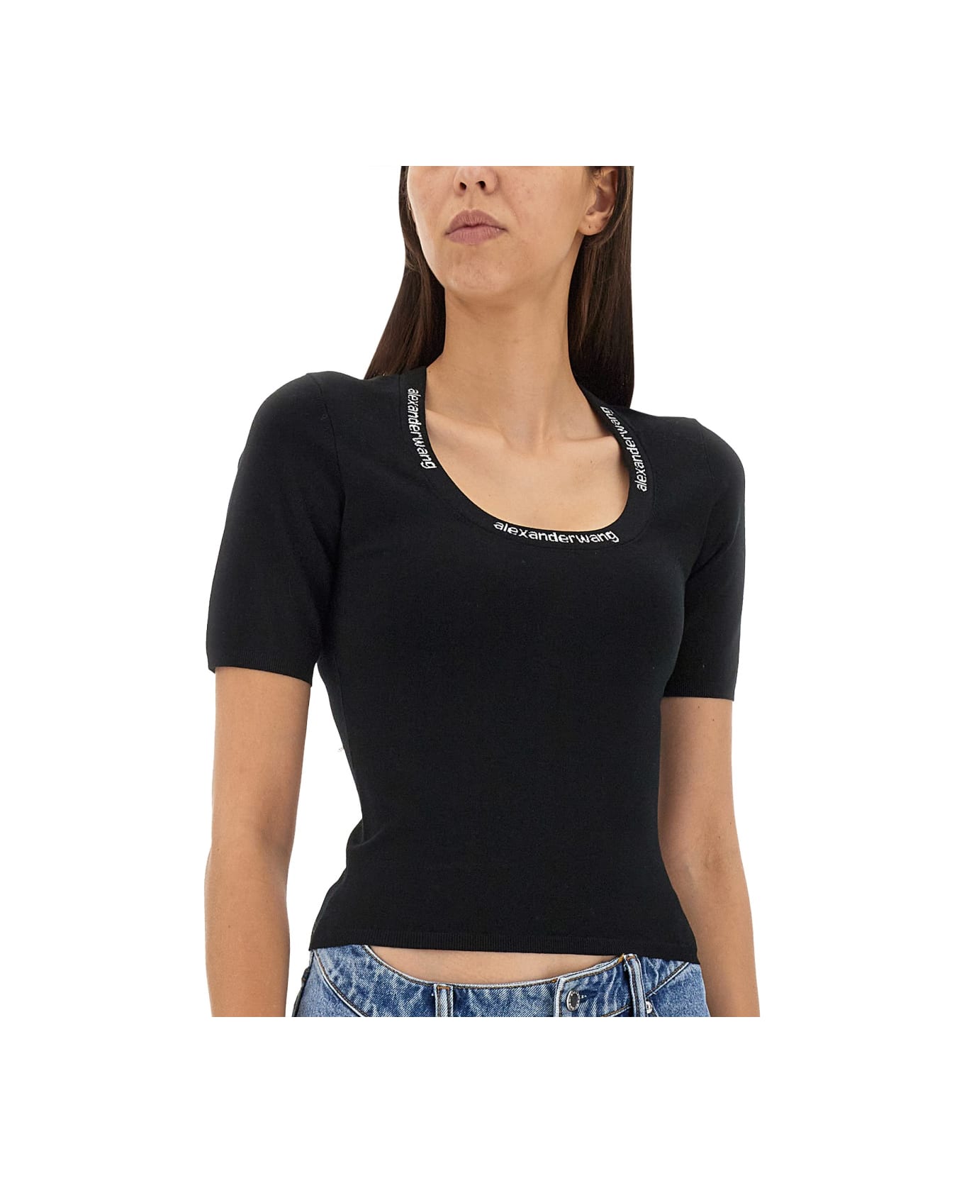 T by Alexander Wang T-shirt With Logo - BLACK