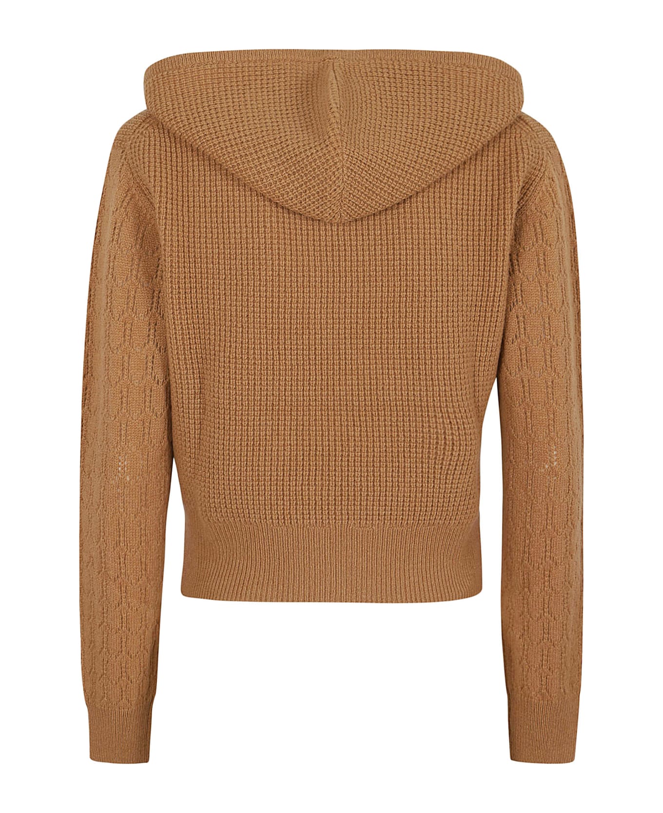 Victoria Beckham Hooded Pointelle Jumper - Tobacco