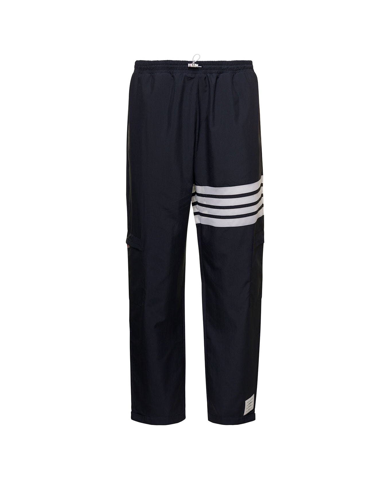 Thom Browne Packable Trousers W/ Seamed In Mesh 4 Bar Stripe In Military Ripstop - Blu