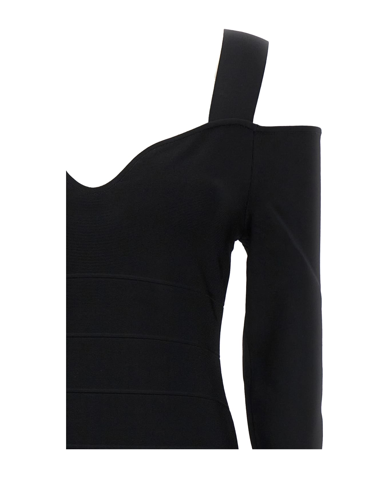 Hervé Léger 'icon Notched Bateau Midi' Dress - Black  