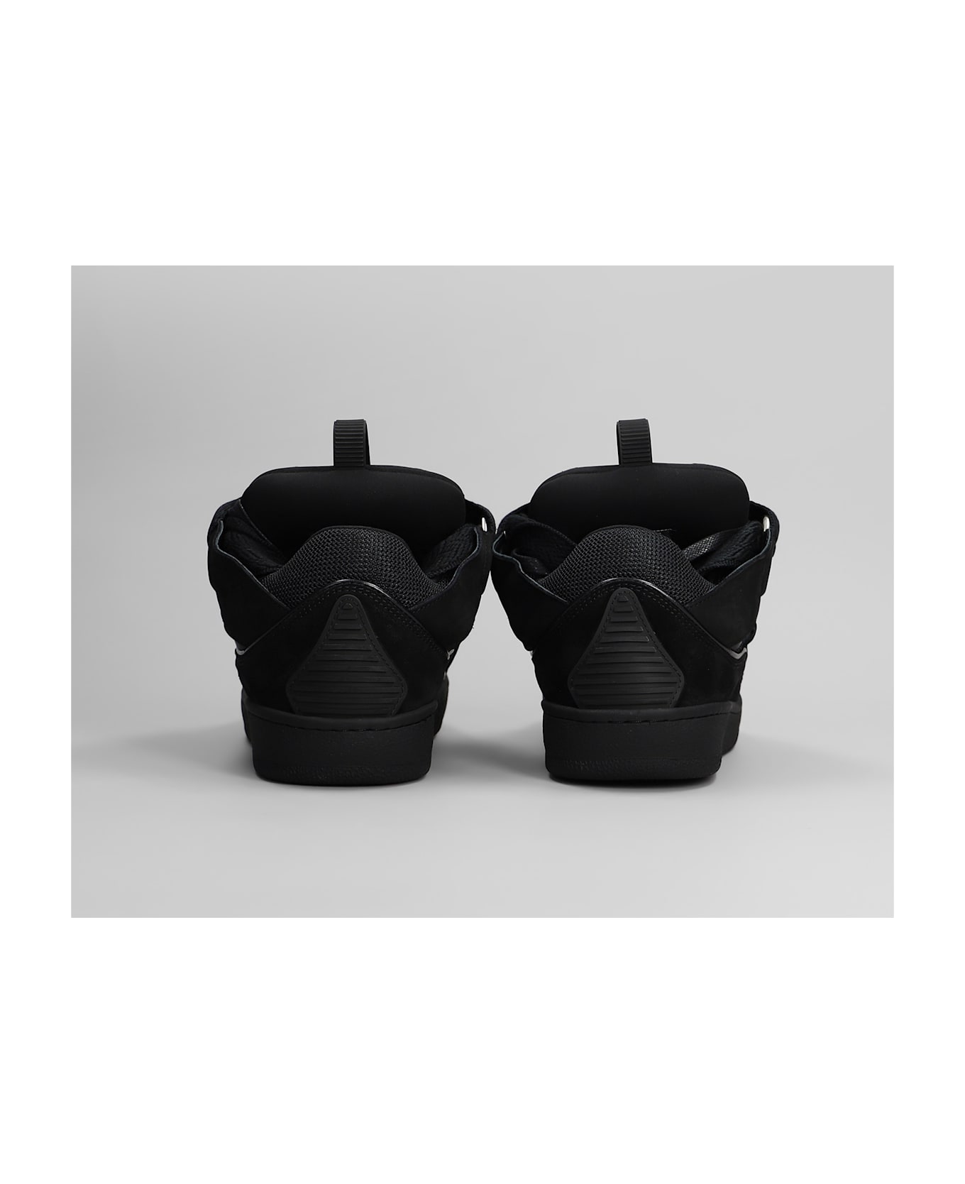 Lanvin Curb Sneakers In Black Suede And Leather - black
