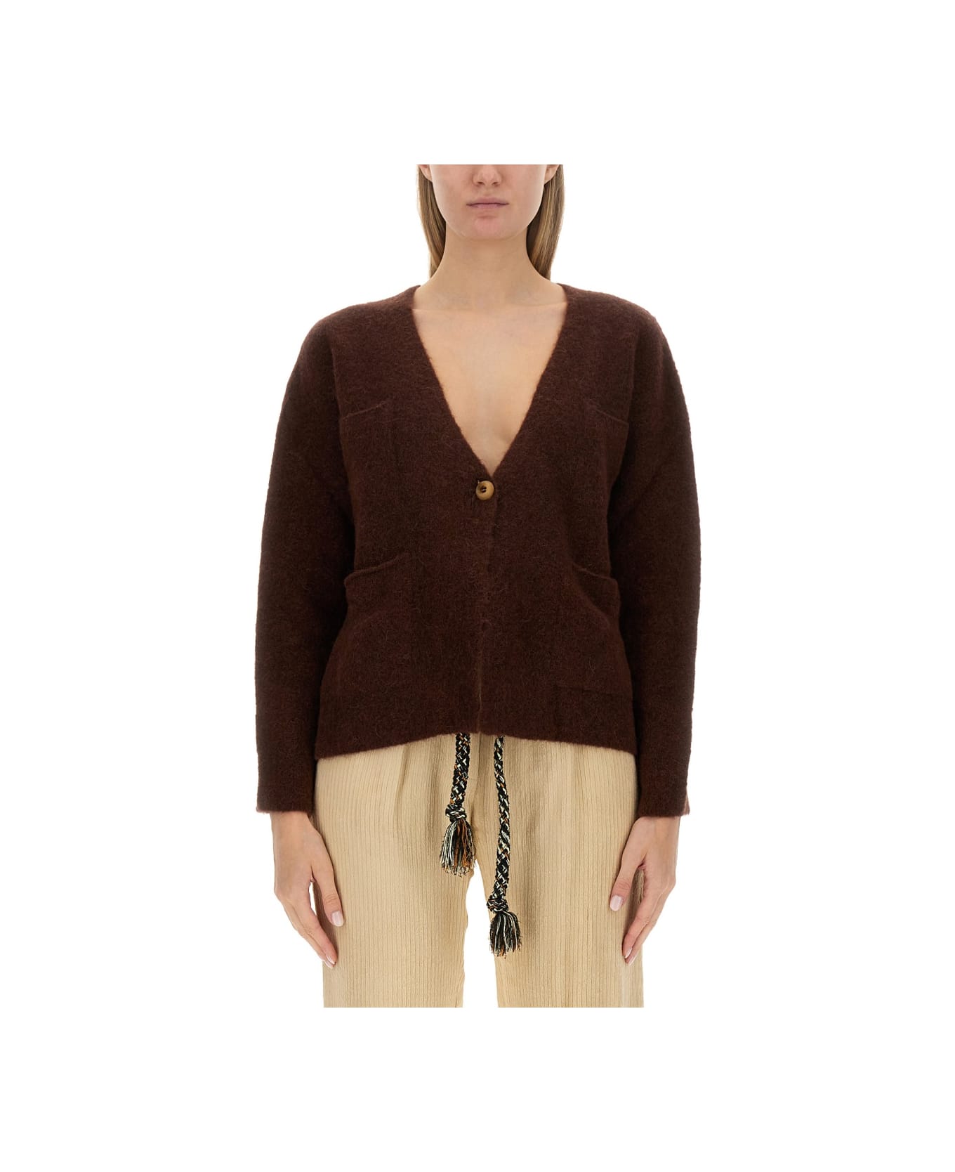 Alysi V-neck Sweater - BROWN