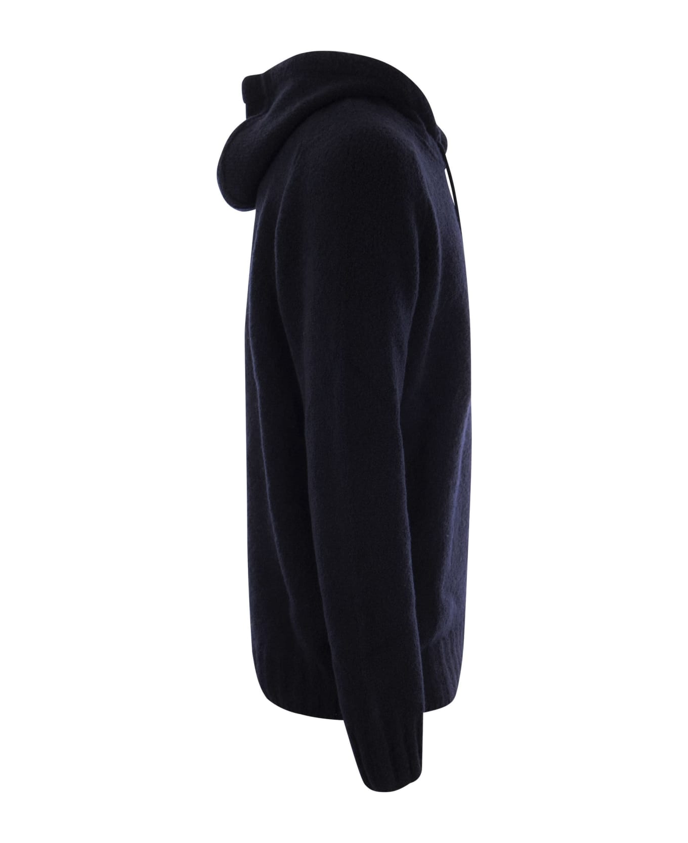 Tagliatore Wool Pullover With Hood - Blue フリース