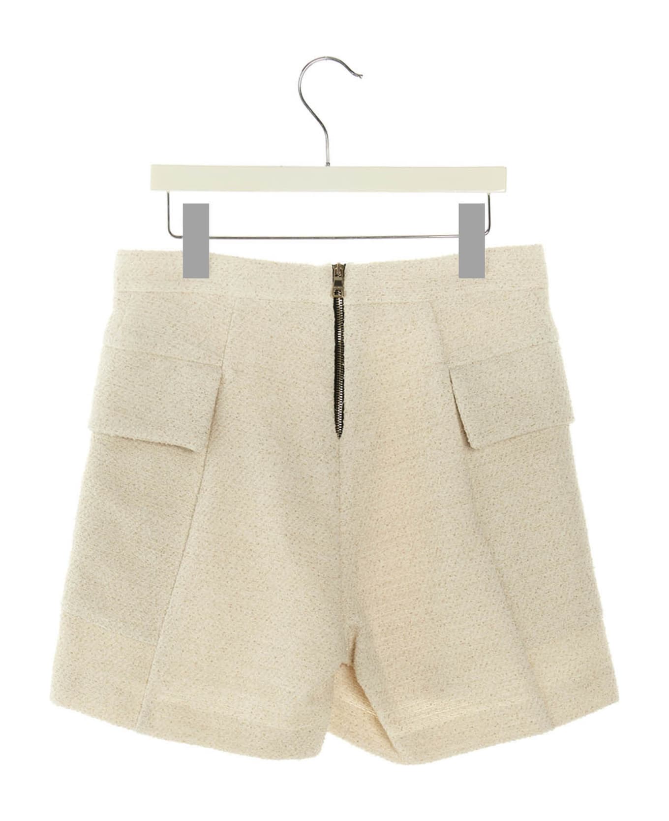 Balmain Tweed Bermuda Shorts - Beige ボトムス