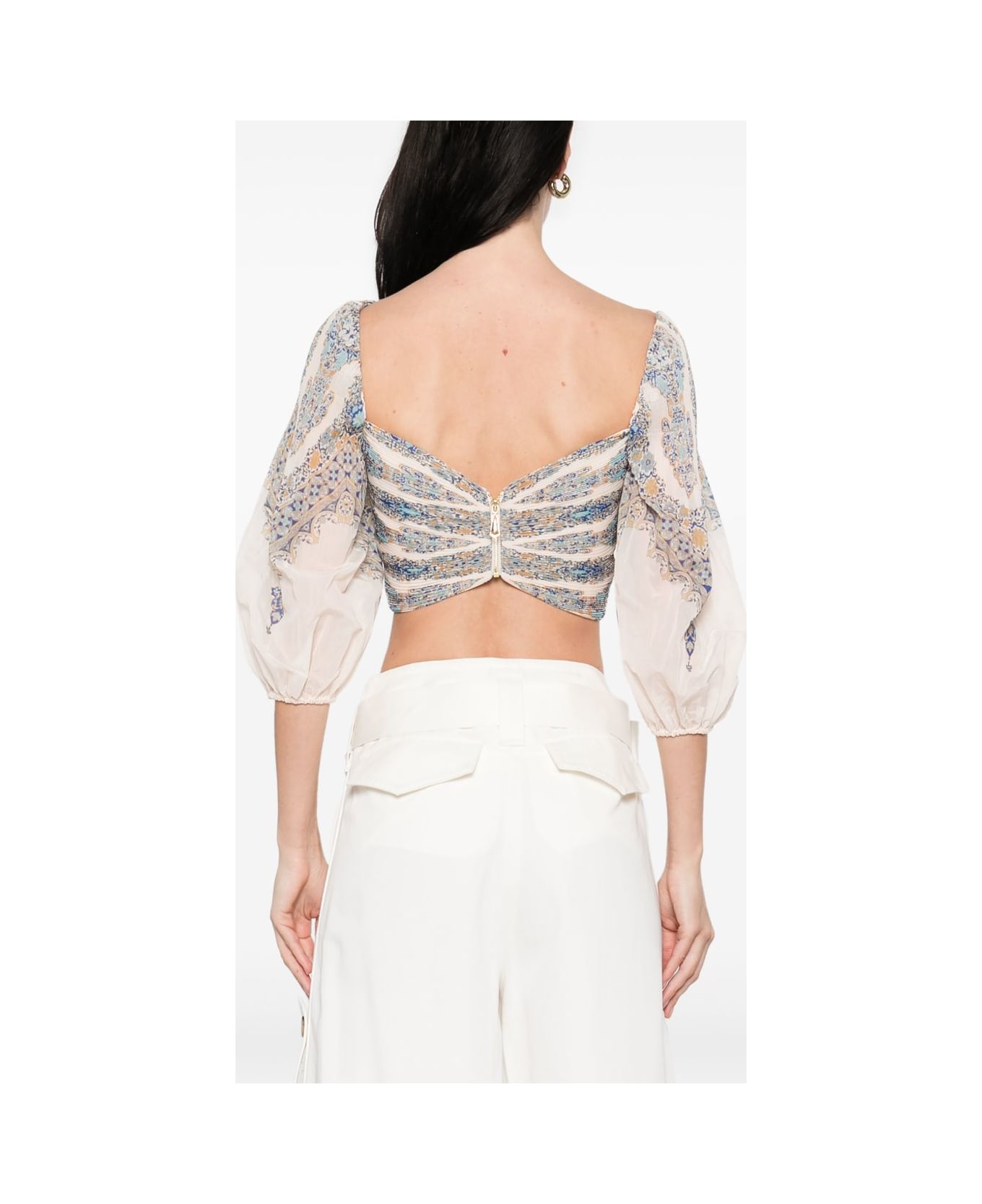 Zimmermann Printed Top - Clear Blue
