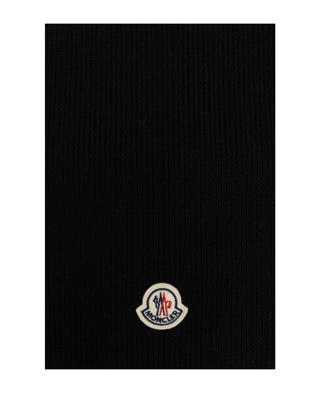 Moncler Logo Patch Knit Scarf - Black