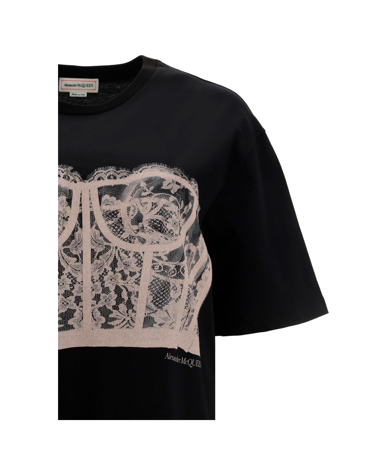 Alexander McQueen Lace Corset T-shirt - Black/shell Tシャツ