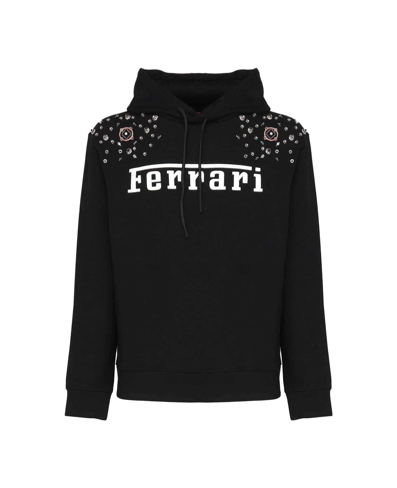 Ferrari Logo Sweatshirt With Hood - Black
