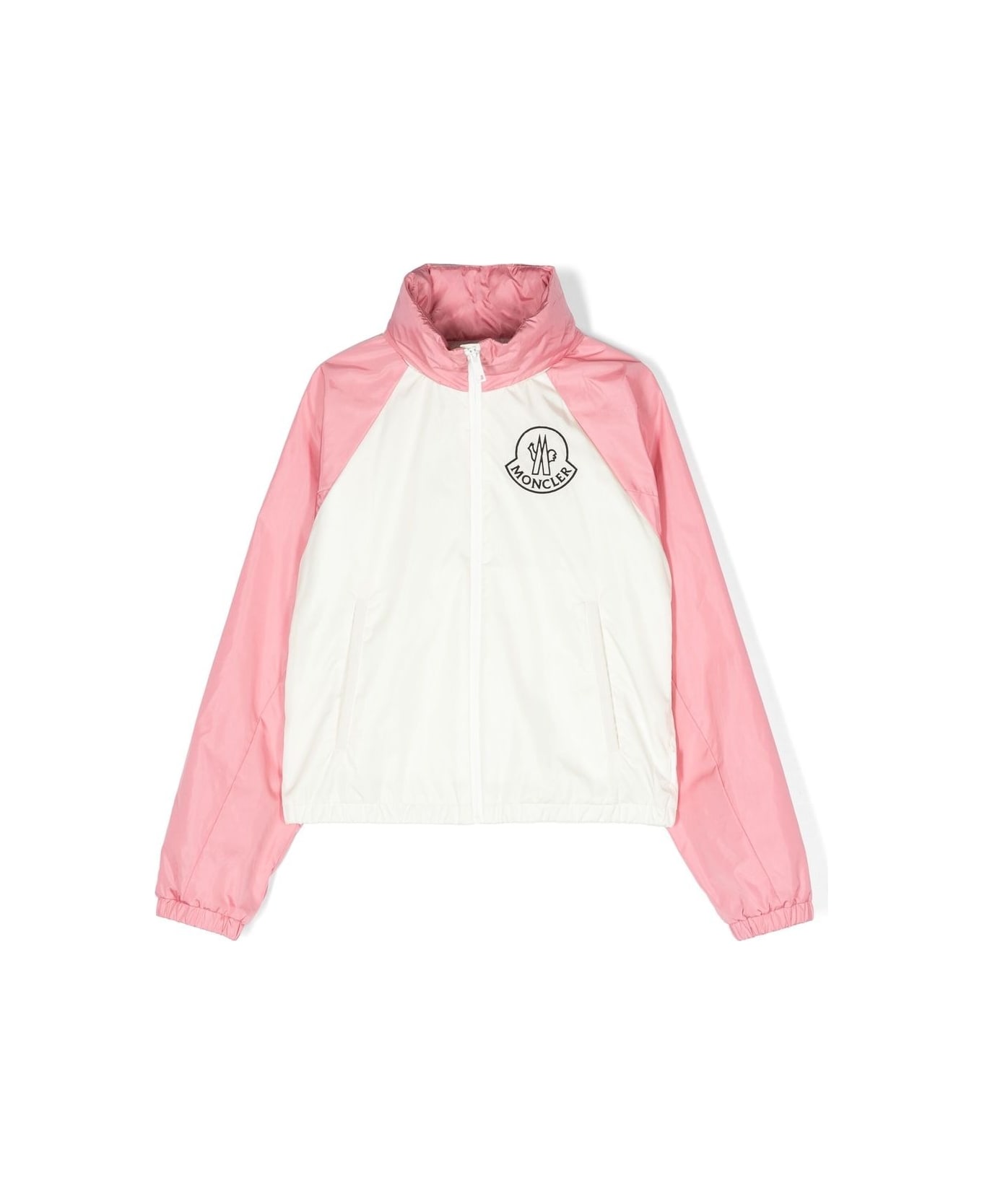 Moncler Enabish Windbreaker In White And Pink - PINK
