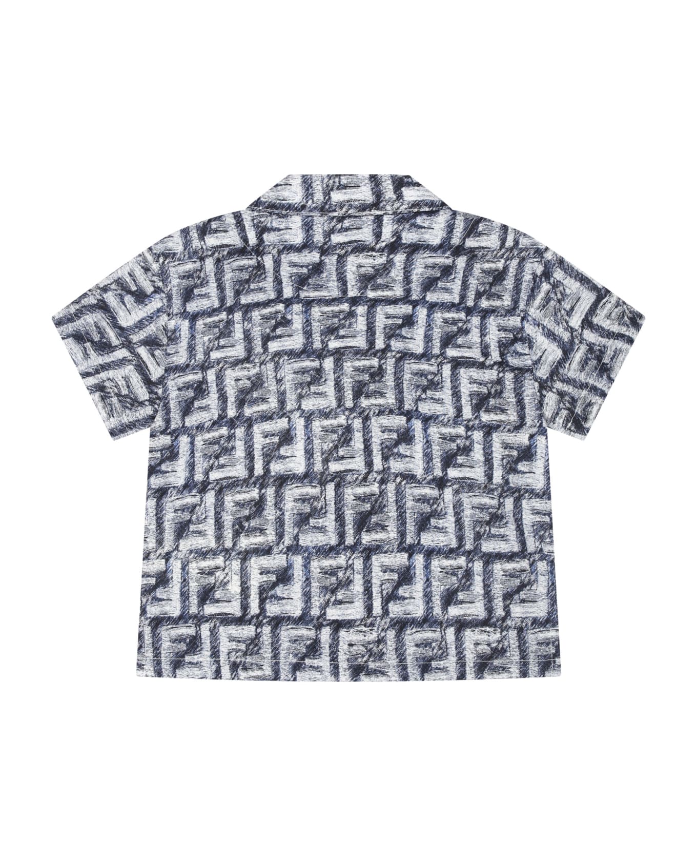 Fendi Blue Shirt For Baby Boy With Iconic Ff - Blue シャツ