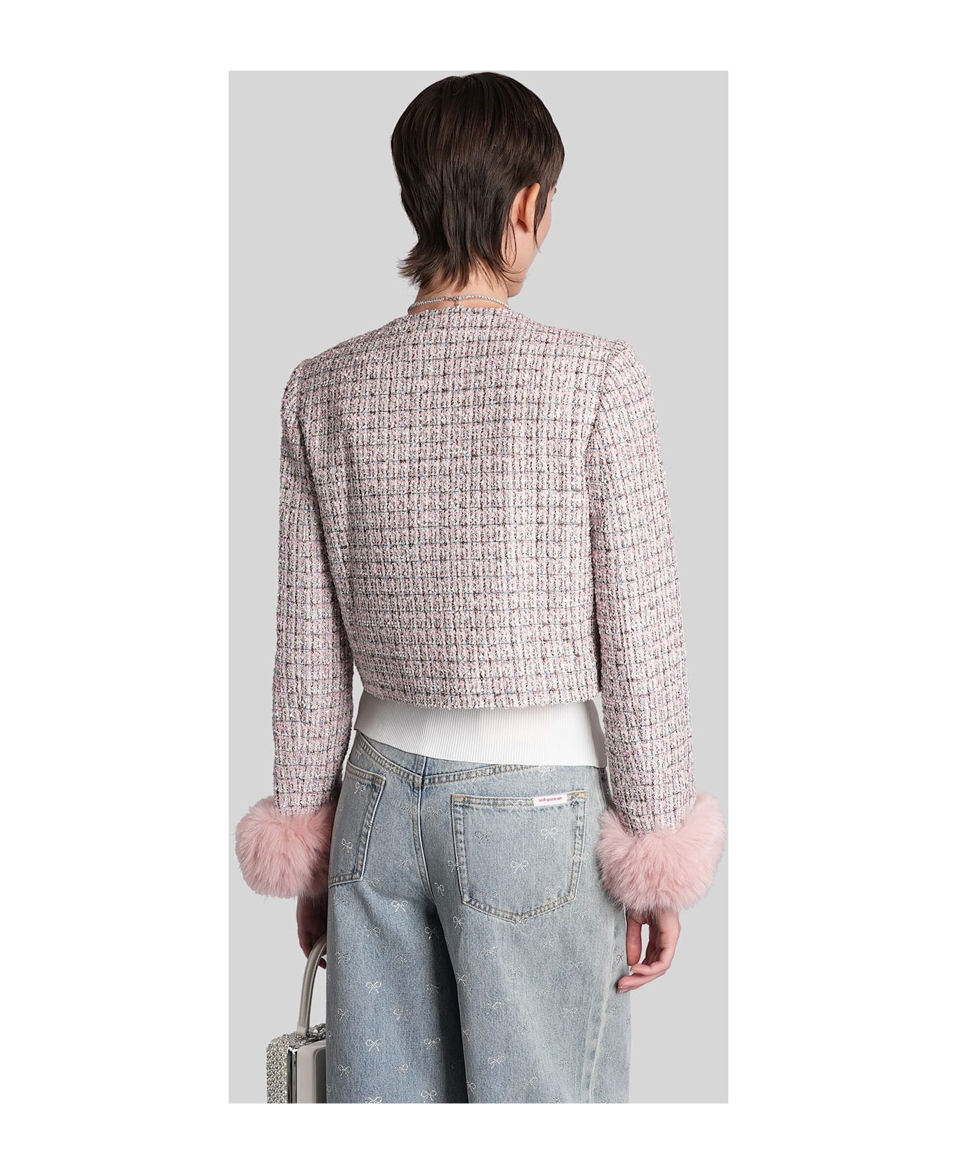 self-portrait Casual Jacket In Rose-pink Wool - rose-pink