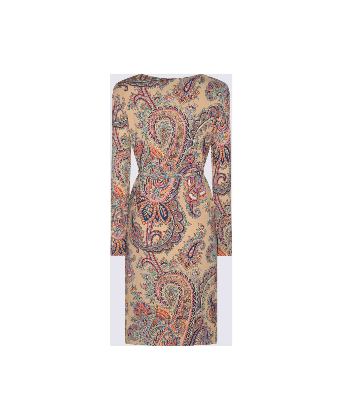 Etro Beige Pasley - Print Belted Dress - Beige